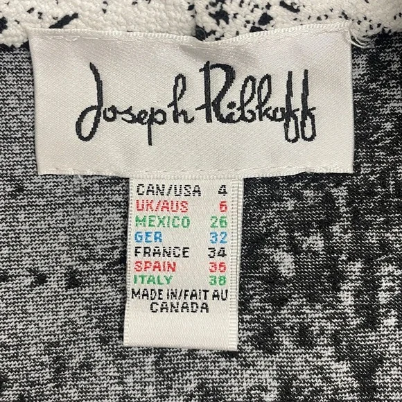 Joseph Ribkoff Black White Jacket Zip up Ruffle Trim size US 4 - Picture 9 of 12